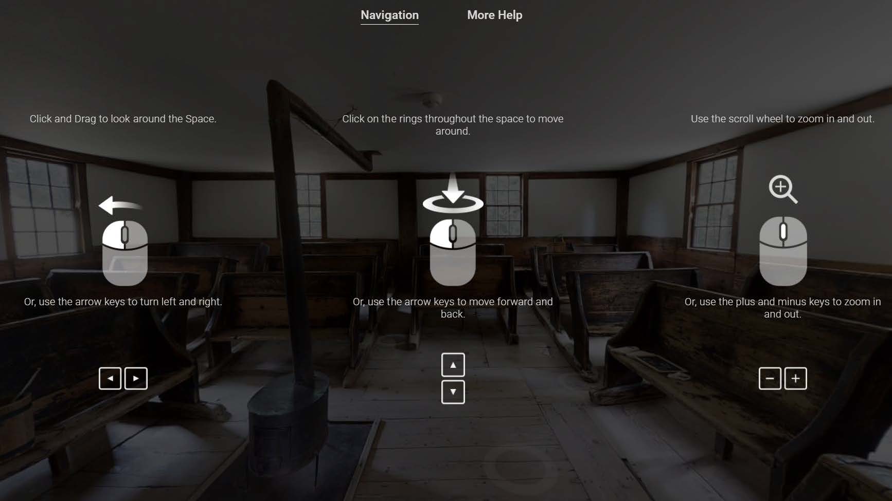 Visual instructions for navigating 3D tours